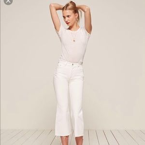 Reformation mid crop flare jeans white 28